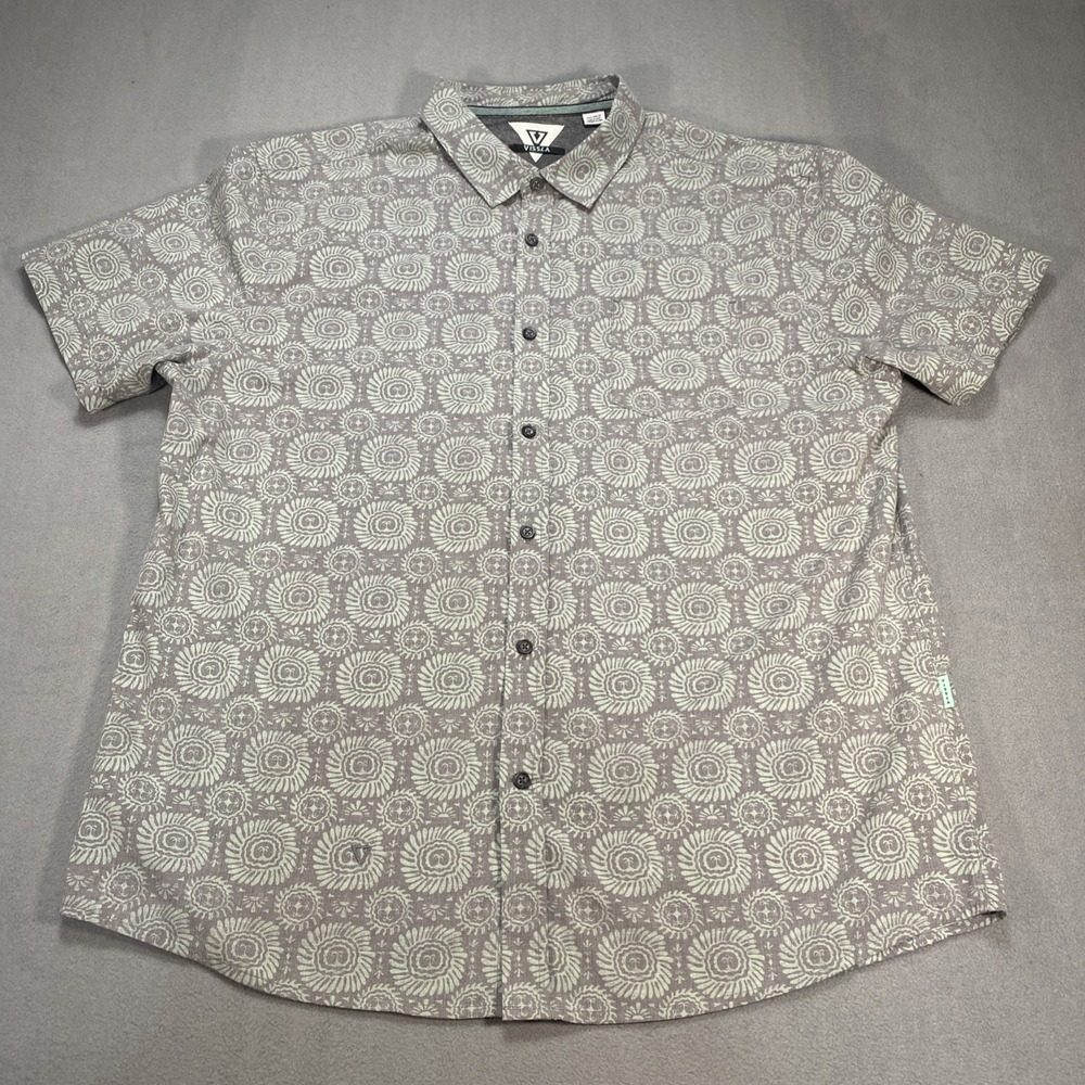 Vissla Mens XXL Short Sleeve Tropical Grey And Green Shirt